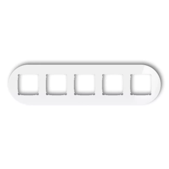 Ramka uniwersalna pięciokrotna okrągła - efekt szkła ramka: biała; spód: biały Karlik seria ICON 0-0-IRSO-5 kolor biały