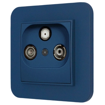 Gniazdo rtv-sat z ramką zaokrągloną seria MINI kolor navy blue