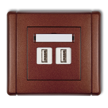 Gniazdo podwójne 2xUSB A-A 2.0 Karlik seria FLEXI 9FGUSB-2 kolor brązowy metalik