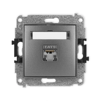 Mechanizm gniazda komputerowego pojedynczego 1xRJ45, kat. 5e, ekranowany, 8-stykowy Karlik seria ICON 11IGK-1e kolor grafitowy