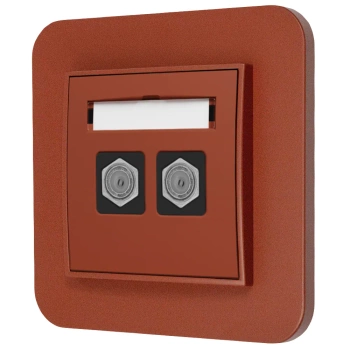 Gniazdo antenowe 2x z ramką zaokrągloną seria MINI kolor terakota