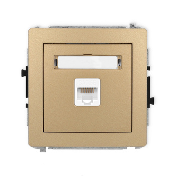 Mechanizm gniazda komputerowego pojedynczego 1xRJ45, kat. 5e, 8-stykowy Karlik seria DECO 8DGK-1 kolor złoty metalik