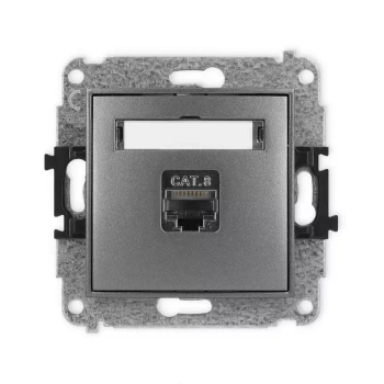 Mechanizm gniazda komputerowego pojedynczego 1xRJ45, kat. 8, ekranowany, 8-stykowy Karlik seria MINI 11MGK-11 kolor grafitowy