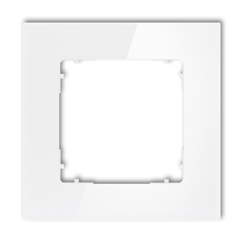 Ramka uniwersalna pojedyncza kwadratowa - efekt szkła ramka: biała spód: biały Karlik seria ICON 0-0-IRSK-1 kolor biały