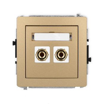 Mechanizm gniazda głośnikowego pojedynczego typu banan - czerwony i czarny, pozłacany, 4 mm2, do lutowania Karlik seria DECO 8DGG-3 kolor złoty metalik