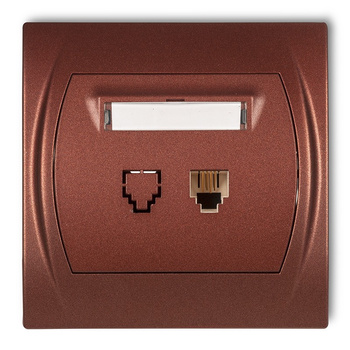 Gniazdo telefoniczne pojedyncze 1xRJ11, 4-stykowy Karlik seria LOGO 9LGT-1 kolor brązowy metalik