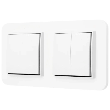 Dwa włączniki pojedynczy i podwójny z ramką zaokrągloną seria MINI kolor biały
