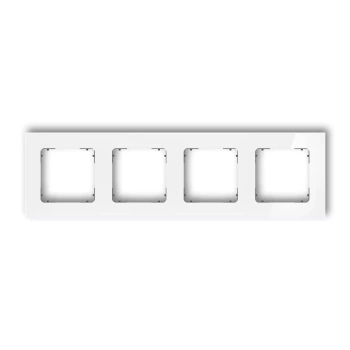 Ramka uniwersalna poczwórna kwadratowa - efekt szkła ramka: biała; spód: grafitowy mat Karlik seria ICON 0-28-IRSK-4 kolor biały