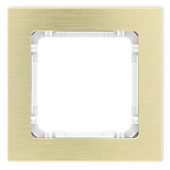 Ramka uniwersalna pojedyncza - aluminium szczotkowane ramka: kolor mosiężny; spód: biały Karlik seria DECO 8-0-DRA-1 kolor mosiężny