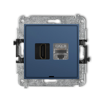 Mechanizm gniazda pojedynczego HDMI 2.1, 8K + gniazda komp. poj. 1xRJ45, kat. 8, ekranowany, 8-stykowy, bez pola opisowego Karlik seria ICON 64IGHKBO-88 kolor navy blue