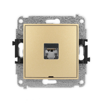 Mechanizm gniazda komputerowego pojedynczego 1xRJ45, kat. 5e, ekranowany, 8-stykowy, bez pola opisowego Karlik seria ICON 29IGKBO-1e kolor złoty