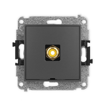 Mechanizm gniazda pojedynczego RCA, bez pola opisowego typu cinch - żółty, pozłacany Karlik seria ICON 28IGRCABO-1 kolor grafitowy mat