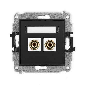 Mechanizm gniazda głośnikowego pojedynczego typu banan - czerwony i czarny, pozłacany, 4 mm2, do lutowania Karlik seria ICON 12IGG-3 kolor czarny mat