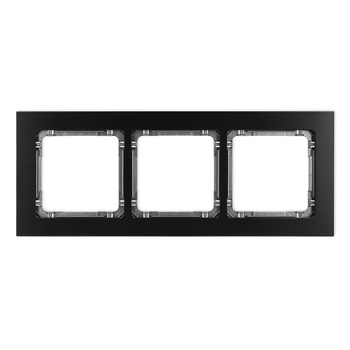 Ramka uniwersalna potrójna - aluminium szczotkowane ramka: czarna; spód: grafitowy Karlik seria DECO 12-11-DRA-3 kolor czarny