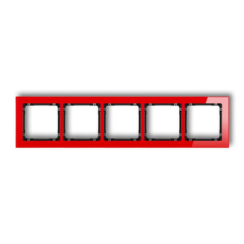 Ramka uniwersalna pięciokrotna - efekt szkła ramka: czerwona; spód: czarny Karlik seria DECO 17-12-DRS-5 kolor czerwony