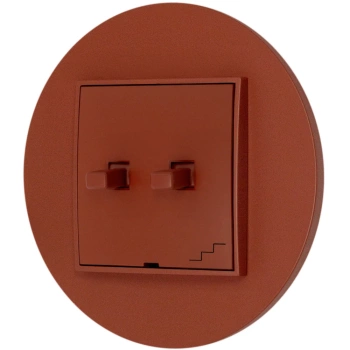 Włącznik schodowy podwójny w stylu USA ramka okrągła seria Mini kolor terakota