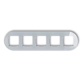 Ramka uniwersalna pięciokrotna okrągła - efekt szkła ramka: szara; spód: biały Karlik seria ICON 15-0-IRSO-5 kolor szary