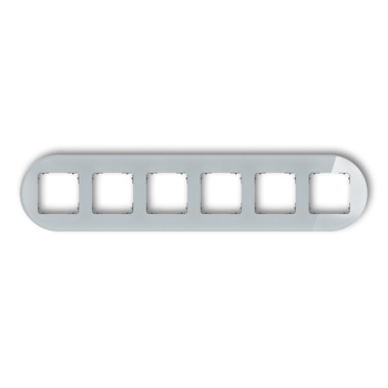 Ramka uniwersalna sześciokrotna okrągła - efekt szkła ramka: szara spód: grafitowy mat Karlik seria ICON 15-28-IRSO-6 kolor szary