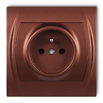 Gniazdo pojedyncze z uziemieniem 2P+Z z przesłonami torów Karlik seria LOGO 9LGP-1zp kolor brązowy metalik