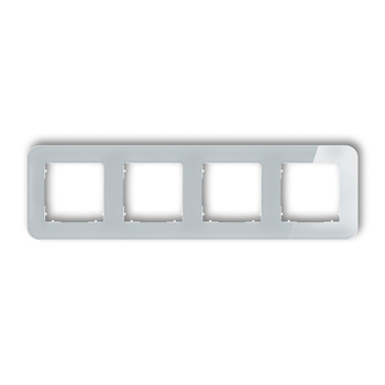 Ramka uniwersalna poczwórna zaokrąglona - efekt szkła ramka: szara spód: biały Karlik seria ICON 15-0-IRSZ-4 kolor szary