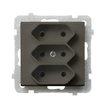 Gniazdo potrójne EURO seria SONATA kolor Czekoladowy metalik symbol GP-3R/m/40