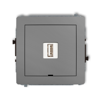Mechanizm ładowarki USB pojedynczej USB A, 5W max., 5V, 1A, bez pola opisowego Karlik seria DECO 27DCUSBBO-1 kolor szary mat