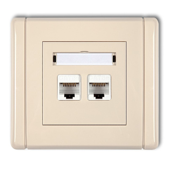 Gniazdo komputerowe podwójne 2xRJ45, kat. 6, ekranowane, 8-stykowe Karlik seria FLEXI 1FGK-6 kolor beżowy