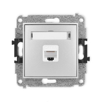 Mechanizm gniazda komputerowego pojedynczego 1xRJ45, kat. 6A, 8-stykowy Karlik seria ICON 7IGK-7 kolor srebrny metalik