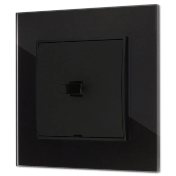 Włącznik pojedynczy w stylu USA ramka kwadratowa efekt szkła seria ICON kolor czarny