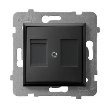 Obudowa gniazda pojedynczego z przesłoną typu Keystone prosta seria ARIA kolor Czarny metalik symbol GPK-1UP/p/33