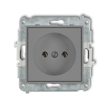 Mechanizm gniazda pojedynczego bez uziemienia 2P bez przesłon torów prądowych Karlik seria ICON 27IGP-1 kolor szary mat