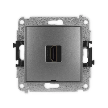 Mechanizm gniazda pojedynczego HDMI 2.0, 4K, bez pola opisowego Karlik seria MINI 11MHDMIBO-3 kolor grafitowy