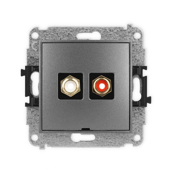 Mechanizm gniazda podwójnego RCA, bez pola opisowego typu cinch - biały i czerwony, pozłacany Karlik seria ICON 11IGRCABO-2 kolor grafitowy