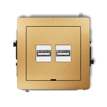 Mechanizm ładowarki USB podwójnej 2xUSB A, 15,5W max., 5V, 3.1A, bez pola opisowego Karlik seria DECO 29DCUSBBO-6 kolor złoty