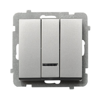 Łącznik potrójny z podświetleniem niebieskim seria SONATA kolor Srebro mat symbol ŁP-13RS/m/38