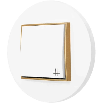 Włącznik krzyżowy z ramką okrągłą seria MINI kolor biały mat/złoty