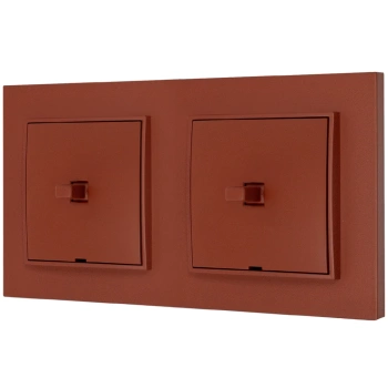 Dwa włączniki pojedyncze w stylu USA ramka kwadratowa seria Mini kolor terakota