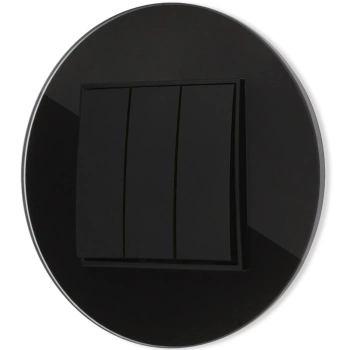 Włącznik potrójny z ramką okrągłą efekt szkła seria ICON kolor czarny