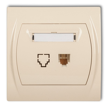 Gniazdo telefoniczne pojedyncze 1xRJ11, 4-stykowy Karlik seria LOGO 1LGT-1 kolor beżowy