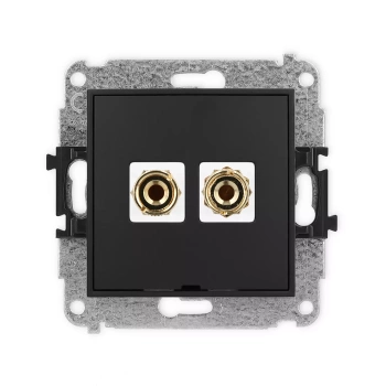 Mechanizm gniazda głośnikowego pojedynczego, bez pola opisowego typu banan - czerwony i czarny, pozłacany, 4 mm2, do lutowania Karlik seria ICON 12IGGBO-3 kolor czarny mat