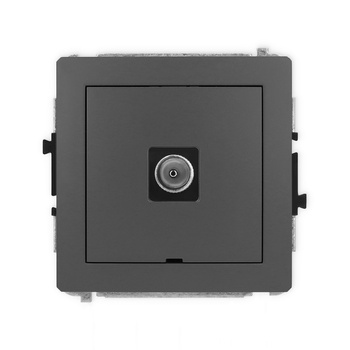 Mechanizm gniazda antenowego pojedynczego TV, bez pola opisowego Karlik seria DECO 28DGTVBO-1 kolor grafitowy mat