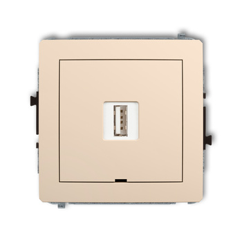 Mechanizm ładowarki USB pojedynczej USB A, 10W max., 5V, 2A, bez pola opisowego Karlik seria DECO 1DCUSBBO-3 kolor beżowy