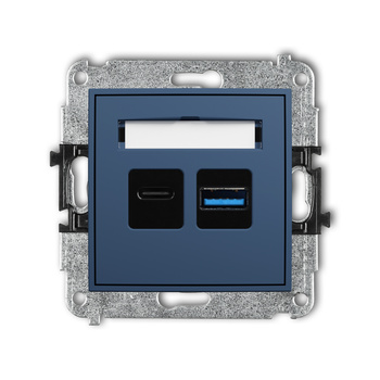 Mechanizm ładowarki USB podwójnej USB C + USB A, 20W max. Karlik seria ICON 64ICUSB-8 kolor navy blue