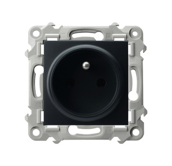 Gniazdo pojedyncze z uziemieniem seria SZAFIR kolor Czarny metalik symbol GP-1ZZ/m/33