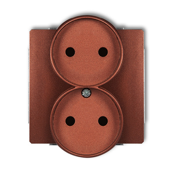 Mechanizm gniazda podwójnego do ramki DECO Soft bez uziemienia 2x2P z przesłonami torów Karlik seria DECO 9DGPRSO-2p kolor brązowy metalik