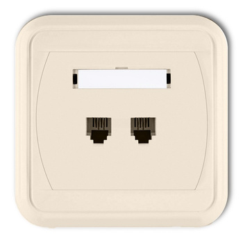 Gniazdo telefoniczne podwójne 2xRJ11, 4-stykowe Karlik seria LIZA 1GLT-2 kolor beżowy