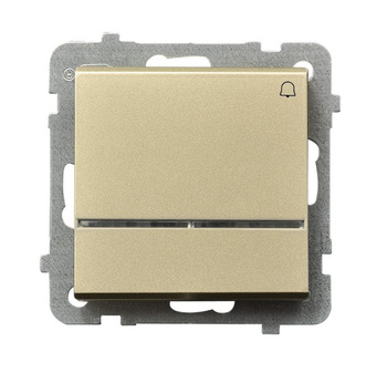 Łącznik zwierny "dzwonek" z podświetleniem niebieskim seria SONATA kolor Szampański złoty symbol ŁP-6RS/m/39