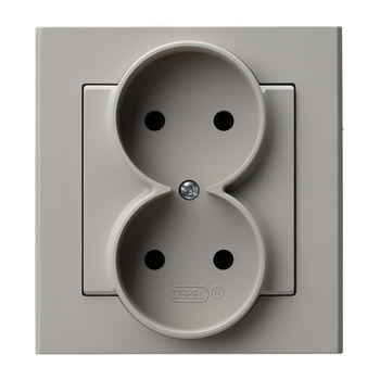 Gniazdo podwójne kompletne z ramką seria SONATA kolor Kaszmir symbol GP-2R/82