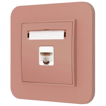 Gniazdo internetowe rj45 1x z ramką zaokrągloną seria MINI kolor łososiowy