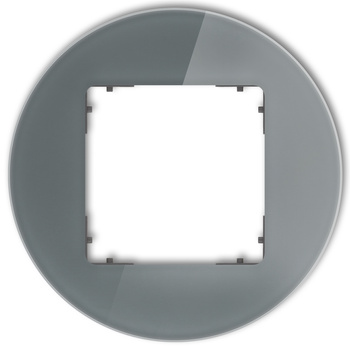 Ramka uniwersalna pojedyncza okrągła - efekt szkła ramka: grafitowa spód: grafitowy mat Karlik seria ICON 28-28-IRSO-1 kolor grafitowy